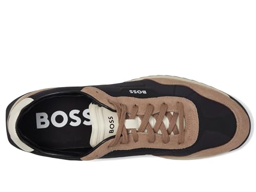 Image of BOSS Men's Zayn Low Profile Suede Leather Two Tone Sneaker