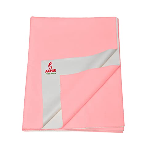 ACHIR Waterproof Cotton Dry Sheet/Bed Protector/Absorbent Mat Medium, 70 cm x 100 cm, Pink