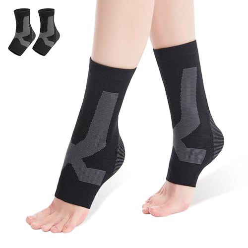 XRUFY Ankle Brace– Athletic Support Brace for Sports, Plantar Fasciitis & Active Lifestyles (1 Pair, Black/Gray, Men/Women) X-Large