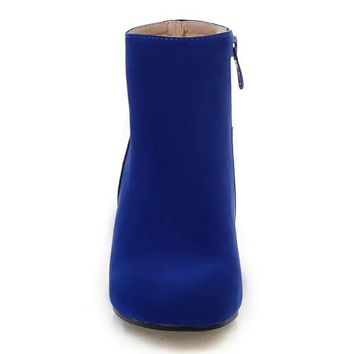 DINTAHA Suede Ankle Boots Chunky Low Heel Booties Round Toe Side Zip Up Fall Boots3