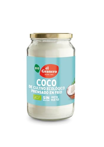El Granero Integral - Aceite de Coco Virgen BIO - 1 L - Nutritivo y Saludable - Apto para dietas Keto - Para Cocinar - Apto para Veganos
