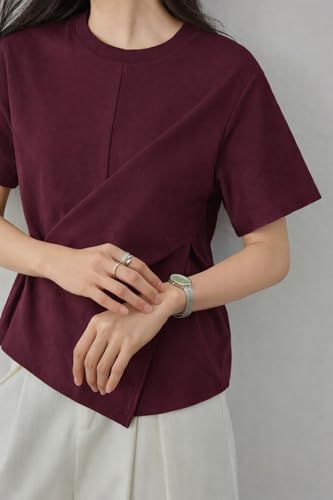 Image of Zilcon Woman Half Sleeve Round Neck Womens Tops Beach Vacation Fashion Clothes Casual Summer Spring Winter Fall Outfits Tops