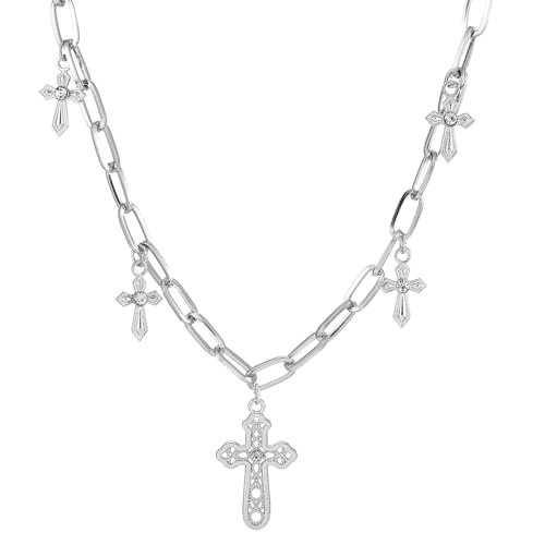 Croix Pendentif Punk Multi Couche avec perles pour un style rétro gothique unique