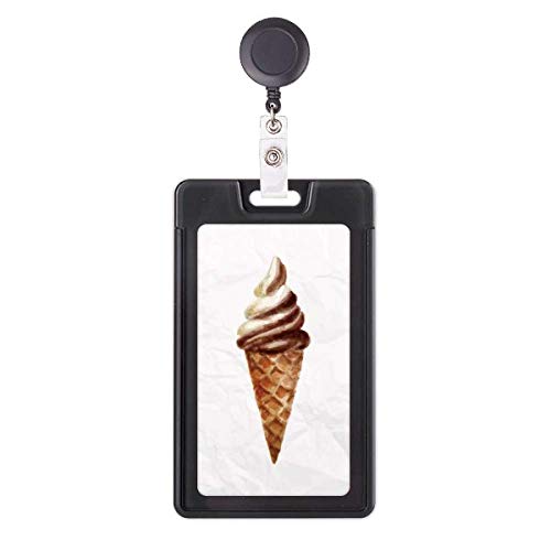 Étui rétractable pour badge de bureau motif crème glacée marron