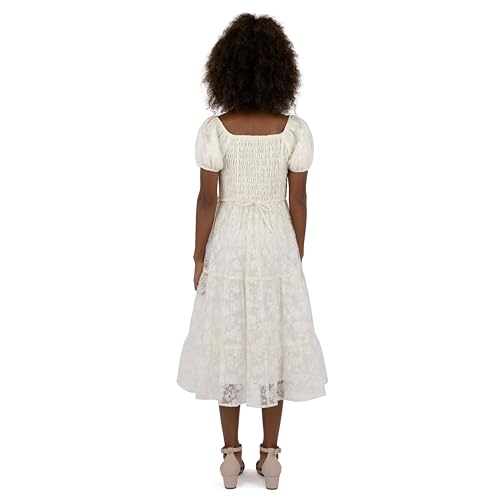 Speechless Girls' Puff Sleeve Square Neck Smocked Floral Midi Dress2