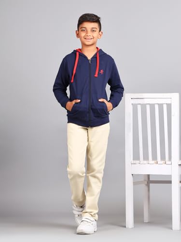 Image of ZION Hoodies for Boys - Cotton Hoodies Sweatshirt with Zipper | Solid & Regular Fit with Embroidery | Long Sleeve | for Every Occasion | Multiple Sizes & Colors (Pack of 1)