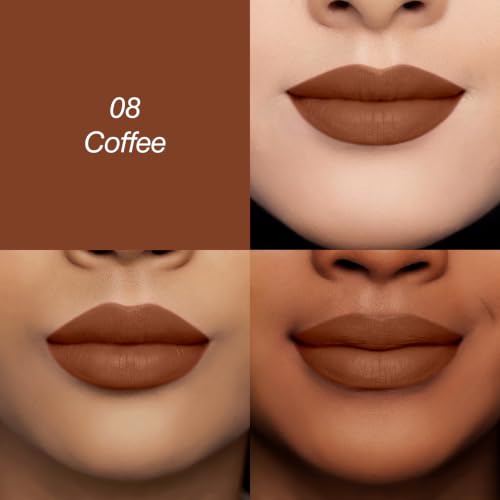 Image of Colors Queen Lippie Creamy Matte Lipstick | Single Swipe Application, Long Lasting & Highly Pigmented | Lightweight Lipstick for Women Infused with Jojoba Oil and Vitamin E (08 - Coffee, 5g)
