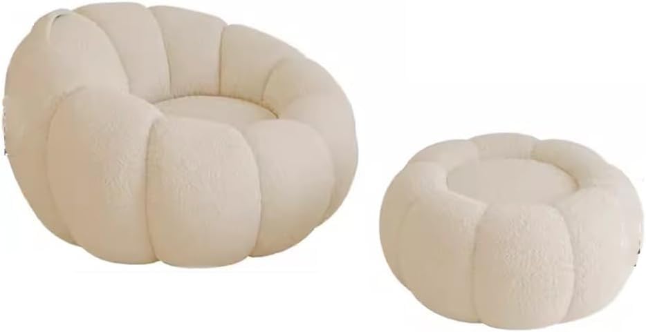 XANAYXWJ Sofá Puf Silla Sofá Cama con Reposapiés Silla Sofá Perezoso Dormitorio Encantador para Niña Ventana Salediza Individual Sofá Pequeño Sofá Silla Tumbona de Piso Beige