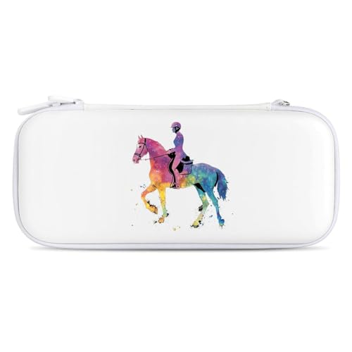 Horse Rider Race Marseille Compatible with Switch Carrying Case Hard Travel Game Bag Pouch with 15 Games Accessories White-style