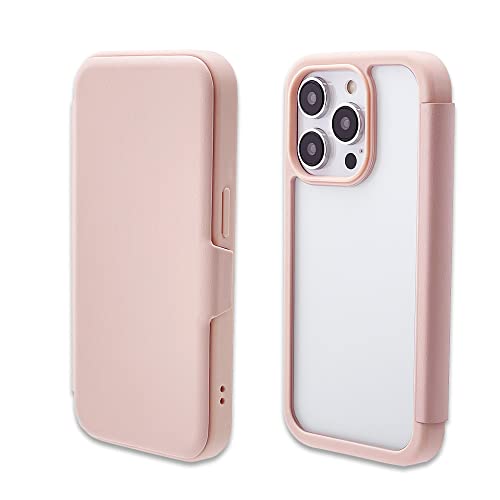 ラスタバナナ ケース カバー iPhone14 Pro 専用 手帳型 ハイブリッド フタ付き背面ケース フルカバー 背面クリア TPUバンパー+PC ライトピンク アイフォン14プロ スマホケース 7137IP261PBO