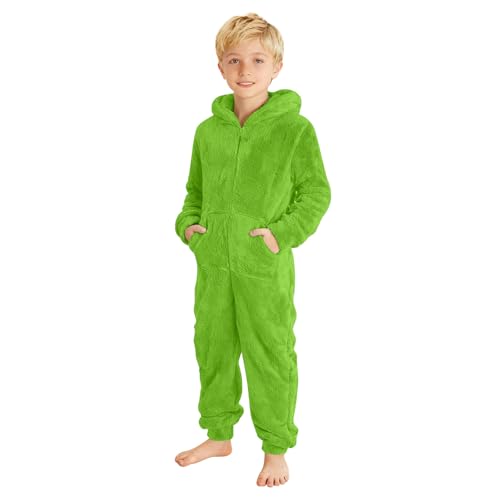 Pijama Niños Entero Pijama niño de Una Pieza Mono con Cremallera Pijamas Enteros de Polar para Niños Ropa de Estar por Casa de Forro Polar Color Sólido Todo en de Una Pieza Comodidad Edad