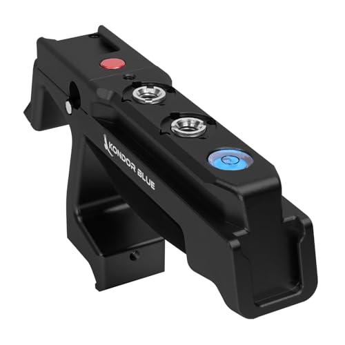 Image of KONDOR BLUE Talon XL NATO Top Handle with REC Trigger for Camera Cages, Dual NATO Rail, 3 /8-16 ARRI-Style Mounts, Cold Shoe Slots, Remote REC Button, Ergonomic Grip, Bubble Level, Black