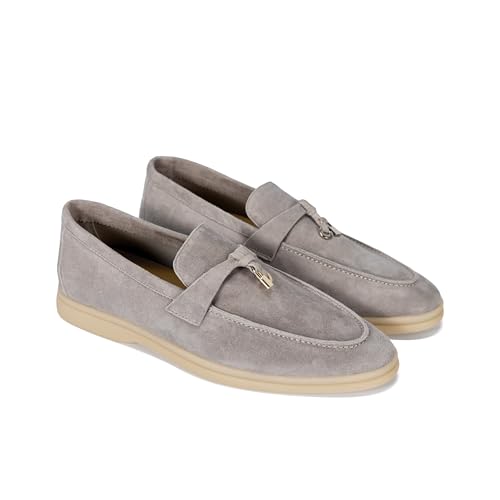 Image of Women's Summer Stroll Charms Premium Designer Suede Leather Loafers Shoes