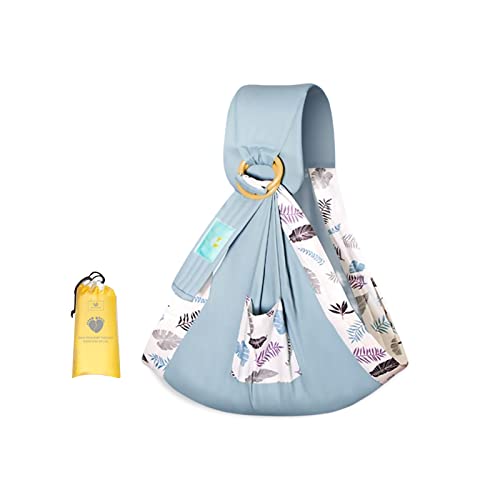 SONARIN Fular Portabebés, Algodón Bandolera Mochila Portabebés, Funda de Lactancia Con Hebilla Ajustable Para Bebés Recién Nacidos Hasta 15kg (Hoja Azul)