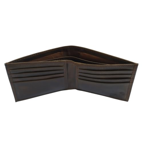 Men’s Genuine Leather RFID Blocking Bifold Wallet, Minimalist Durable Billfold Front Pocket Wallet, 8 Card Slots, Gift for Him (Dark Brown)4
