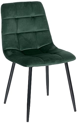 CLP Silla De Comedor Antibes Acolchada En Terciopelo I Butaca De Salón Nórdica con Base Metálica & Sin Reposabrazos, Color:Verde Claro
