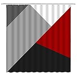 Abstract Geometric Shower Curtain Red Black Gray Geometry Triangle Striped Pattern Modern Art...