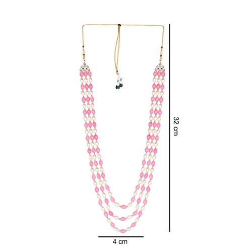 Image of I Jewels 3 Layered Traditional Gold Plated Dulha Green Moti Mala with Beaded Maharaja Haar /Groom Necklace For Men(MLP46)