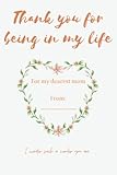 mother's day notebook | orange & creamy cover, flowers | gift for birthday or form mom's day from daughter or son