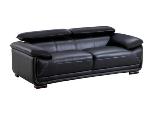 Vente-unique-Couchgarnitur Leder 3+2 - Schwarz - MACELO – Bild 3