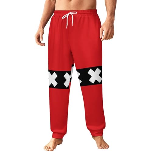 Amsterdam City Flag Mens Athletic Workout Jogger Sweatpants for Men with Pocket and Drawstring XL