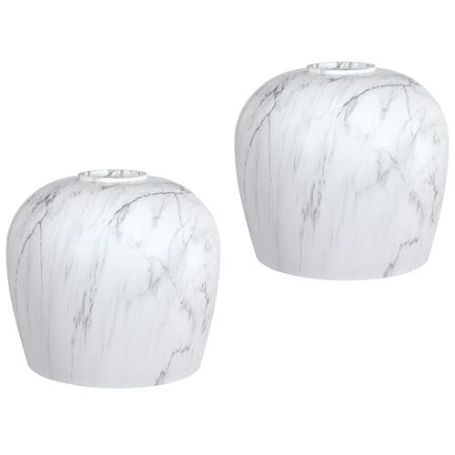 Image of 2 Pack 5.44 Inch Marble Glass Lamp Shade Pendant Ceiling Chandelier Wall Sconce Light Replacement Marble Glass Shade Fixture Over Sink Kitchen Island