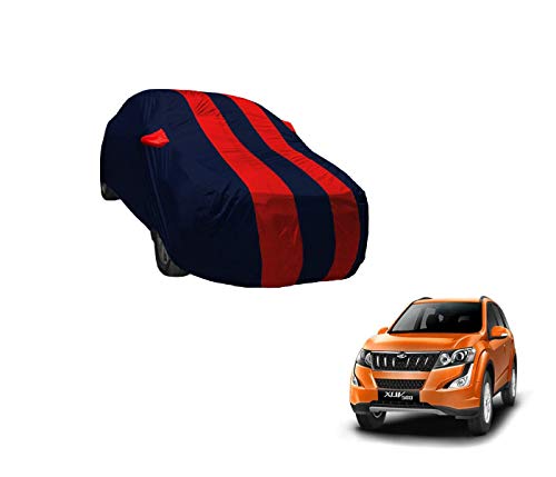 Image of Auto Hub Car Cover Compatible with Mahindra XUV 500 with Weather Proof, Mirror Pocket, Triple Stitched, XUV 500 Car Cover- Navy-Red