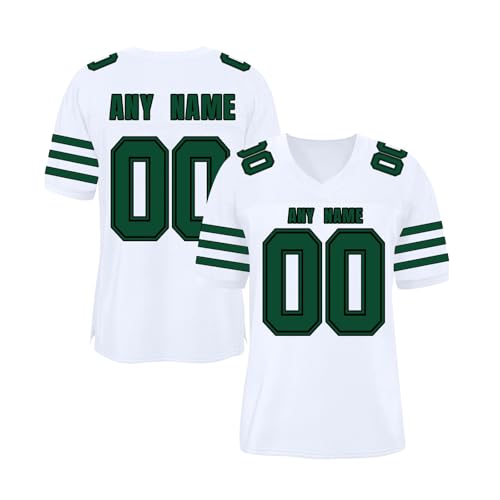 Camiseta de Fútbol Americano Personalizable | Camiseta de Rugby Vintage para Hombre, de Manga Corta, Cuello en V, Mujeres, Juveniles y Preescolares Camisetas Deportiva Hombre