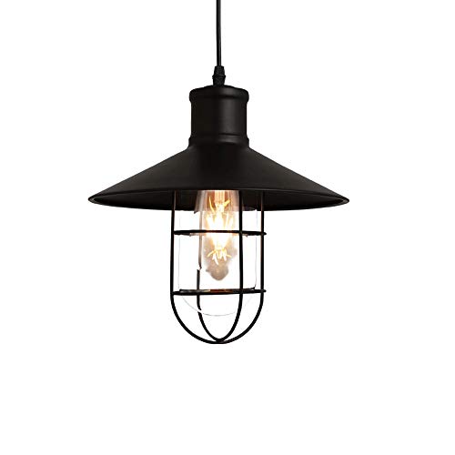 Lustre suspension industriel rétro en fer forgé noir pour plafond de restaurant et café - 2