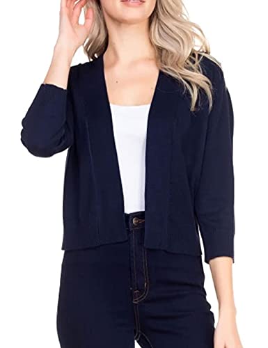 Image of Bolero Cropped Cardigans Shrugs for Women - 3 /4 Sleeve Open Front Cover up for Dresses