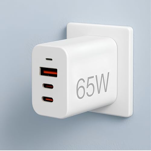 Image of 65W Fast 3 Port Charger Adapter Compatible with Samsung S25 /S24 /S23 /ultra /plus, Nothing Phone 3a Pro /3a /2 /2a, Hp /Dell /Infinix /Realme /Lenovo /Galaxy Laptop, MacBook Pro /Tablet, 1-Year Warranty, White