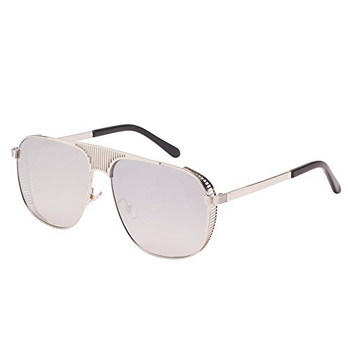 LianSan Gafas de sol para hombre con montura cuadrada envolvente alrededor de gafas UV400 PROTECCIÓN (plateadas) Cover