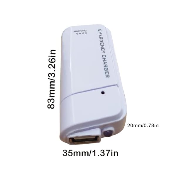 Battery Operated Phone Charger Emergency|USB Battery Powered Small Power Bank Portable 2 AA Batteries Powered Outlet. (White) - Image 5