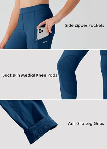 Image of Willit Girls Horse Riding Pants Tights Kids Equestrian Breeches Knee-Patch Youth Schooling Tights Zipper Pockets