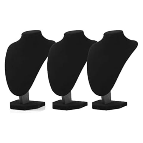 Comelyjewel 3pcs/pack 9" /22cm Black Velvet Jewelry Holder Stand, Chain Display For Show, Medium Size Mannequin Bust,Necklace display for Vendors Cover