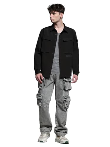 Image of Jack & Jones Men Polyester Opaque Regular Fit Casual Shacket Shirt