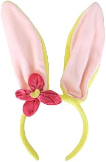 Patymo 动物发箍 兔子 黄色 花朵装饰 兔子发箍 万圣节 角色扮演用 小服装