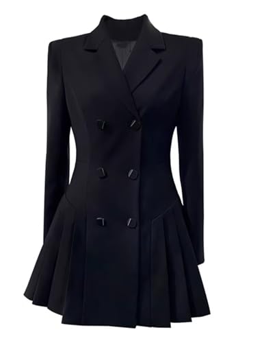 Women's Formal Double Breasted Suit Jacket Dress for Work Office Business Coat