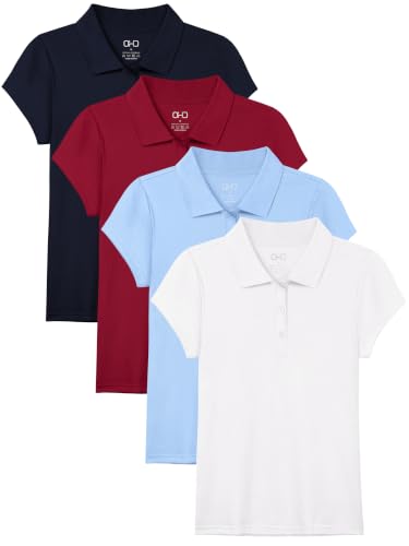 Image of OHD 4 Pack Girls Polo Shirt Girls Uniform Polo for School Cotton Shirts School Uniform Tops Size 3T-14