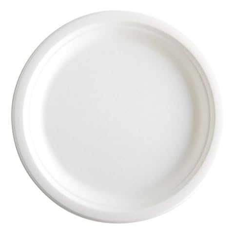 50 PCS PACK ECOWISE 10" INCH EXTRA STRONG DISPOSABLE PLATES BIODEGRADABLE AND COMPOSTABLE MADE FROM SUGARCANE FIBRE (1) Cover