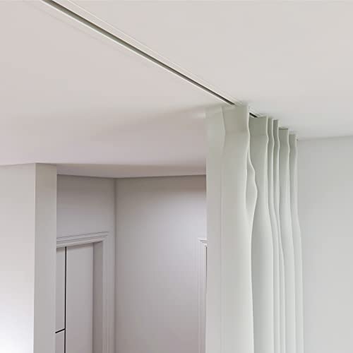 ACMEART Ceiling Curtain Track,Hidden Ceiling Track for Curtains,Room Divider Curtain Rod,Ceiling Track Set with Silent Rollers for Living Room/Bedroom/Shower Room(Customized size,White)