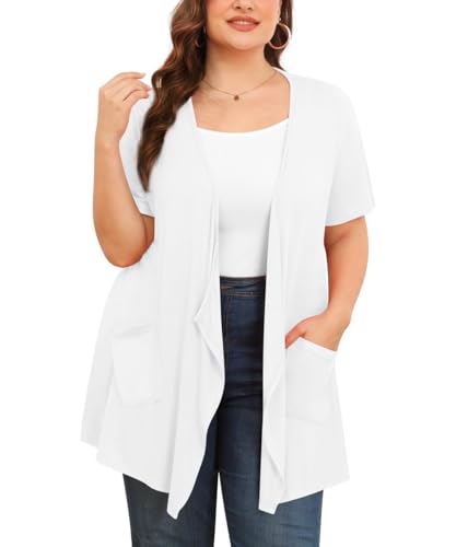 Image of TIANZHU Plus Size Cardigan for Women Lightweight Short Sleeve Summer Dressy Light Cardigan