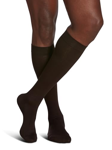 Image of Sigvaris Men's Sea Island Cotton 191 Calf High Compression Socks 15-20mmHg - Men's Size 6.5 - 8.5