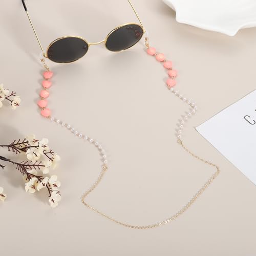 Image of uxcell Beads Eyeglass Chain, Pearl Glasses Strap Eyewear Retainer Chain Around Neck Sunglass Holder for Girls Women