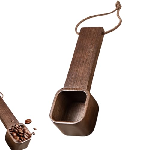 Image of Supvox Wooden Coffee Bean Spoon Measuring Cup Ground Coffee Spoon, Natural Wood Square Shape Kitchen Spoon for Condiments, Seasoning, Dry or Wet Use, 10g Capacity