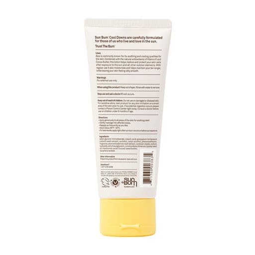 Sun Bum Cool Down Hydrating After Sun Lotion with Hydrating Aloe,Cocoa Butter and Vitamin E