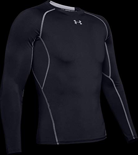 Under Armour Men's HeatGear Armour Compression Long-Sleeve T-Shirt , Black (001)/Steel , Medium