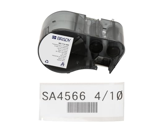 Image of Brady FreezerBondz Polyester Pre-Sized Labels for Label Printer BMP51 /BMP53 /M511-80 Self Adhesive Printer Labels - Black on White (38,10 mm (W) x 95,25 mm (H)) - M5-114-490
