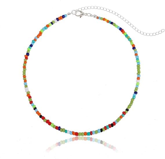 Small Beads Adjustable Beach Colorful Boho Seed Bead Choker Necklace For Women & Girls-image-7