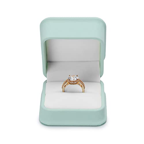 Ring Box Leather Ring Gift Boxes For Proposal Engagement Wedding Day Valentine's Day Rings Gift Case (Mint Green)
